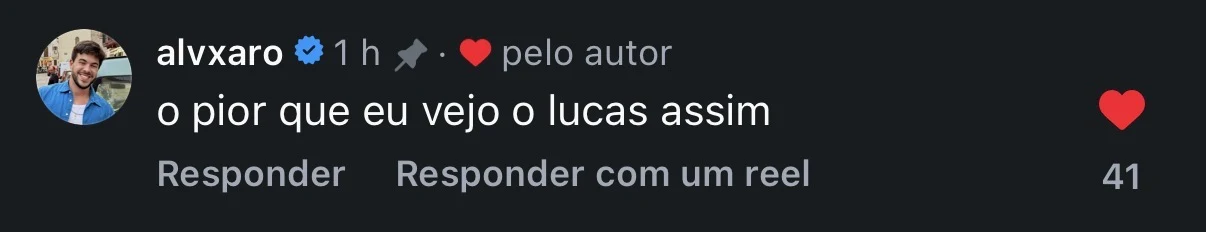 Comentário de @alvxaro no perfil @vilaogru