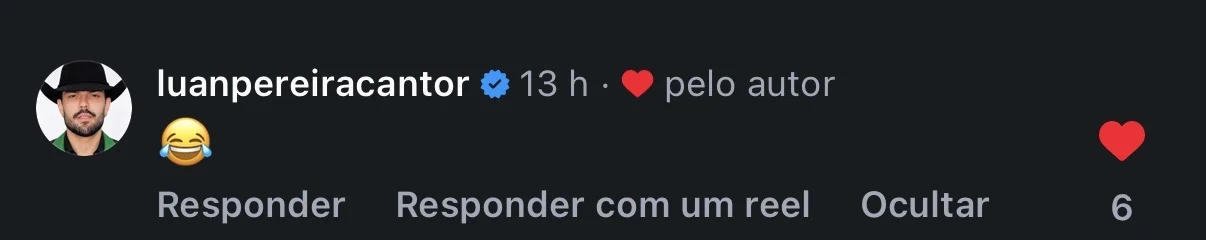 Comentário de @luanpereiracantor no perfil @vilaogru